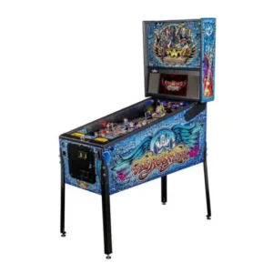 Aerosmith Pro Pinball Aerosmith pinball machine reflects the high-energy and excitement that accompanies the experience of a live Aerosmith concert. Players will rock to nine famous Aerosmith hits in the concert arena playfield and embark on an exhilarating pinball experience. Players score points and finish game objectives to raise the audience’s levels of energy, thrill and enjoyment. Higher scores amplify the experience–the higher the energy level, the bigger and louder the show–resulting in an Aerosmith pinball experience that cannot be matched. The hard-hitting feisty American rock group best known for their powerful fusion of rock and blues has reached fans for more than four decades. This colorful band includes the much loved pop culture personalities of Steven Tyler and Joe Perry. With sales of more than 70 million albums in the United States and more than 150 million albums worldwide, Aerosmith is one of the world’s all time best-selling American rock bands. To date, they have been awarded 25 gold albums, 18 platinum albums and 12 multi-platinum albums. “We’re thrilled to have Aerosmith join the ranks of Stern Pinball’s rock and roll line-up,” said Gary Stern, Chairman and CEO of Stern Pinball. “Aerosmith is an iconic band with a devoted fan base. Fans of both the band and pinball will be able to appreciate the extraordinary experience that the Aerosmith pinball machines provide.” The Aerosmith machines all feature original hand-drawn art provided by “Dirty” Donny Gillies, who has produced work for bands including The Hellacopters, The Melvins, Queens of the Stone Age, The Wildhearts, Electric Frankenstein and the 5.6.7.8’s, but is most noted for his work with metal band Metallica. In addition, the machines feature custom speech from Brendon Small, creator of Metalocalypse, the American animated television series centering around a death metal band. Players will be mesmerized by the interactive “Jacky on the Box” mechanical feature on the playfield. Jacky sits on a toy box allowing players to launch pinballs through the air and slam dunk the steel ball into the box. The more balls launched into the box, the higher the opportunity for a player to earn multiballs. “The Aerosmith pinball machines are an ideal way to expand the band’s global brand because they provide a unique and fun experience for fans and consumers of all ages,” said Lisa Streff, Executive Vice President, Global Licensing, of Epic Rights. In addition to the heart pounding music and game experience, the machine features a full-color high-definition display. In conjunction with Stern Pinball’s new SPIKE-2 electronic platform, the display enables high-definition graphics and innovative animations. The game includes a high-fidelity 3-channel audio system that is three times more powerful than audio systems of previous generations. Aerosmith Pinball entertains with an amazing array of modern and classic features, making it suitable for all skill levels.